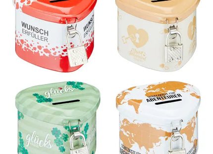 Herzförmige Sparbüchse mit Sicherheitsschloss, Sortiment 1 | Liebevolle Geldbox TK Gruppe® Grosshandel 