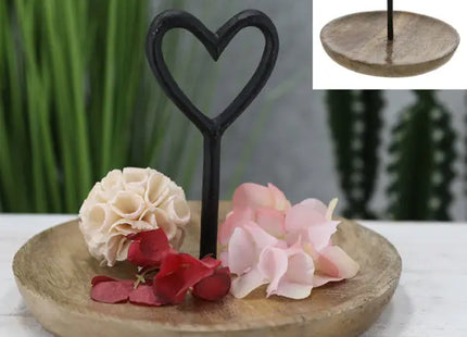 Herzförmiger Dekoteller aus Mangoholz, Schwarz, Ca. 20cm Durchmesser TK Gruppe® Grosshandel 