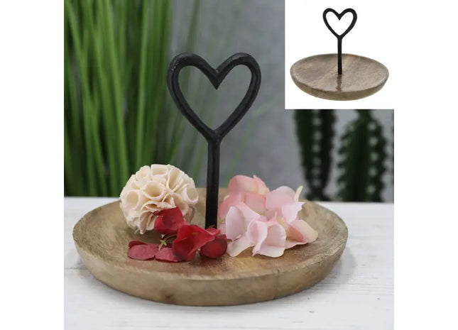 Herzförmiger Dekoteller aus Mangoholz, Schwarz, Ca. 20cm Durchmesser TK Gruppe® Grosshandel 