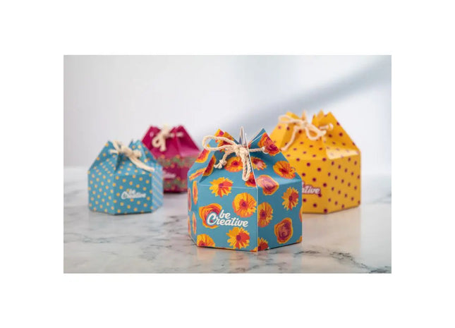 Hexagonale Geschenkbox CreaBox HexaCord M in Weiß - Ideal für besondere Anlässe TK Gruppe® Grosshandel 