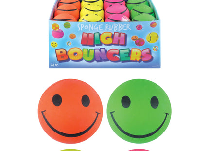High-Bounce-Ball, 6,2 cm, Smiley-Gesicht, 4 Neonfarben - Strapazierfähiges Spielzeug TK Gruppe® Grosshandel 