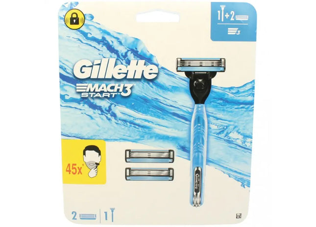 High-Performance Gillette Mach3 Razor Starter Set with 3 Precision Blades, 100 Characters TK Gruppe® Grosshandel 