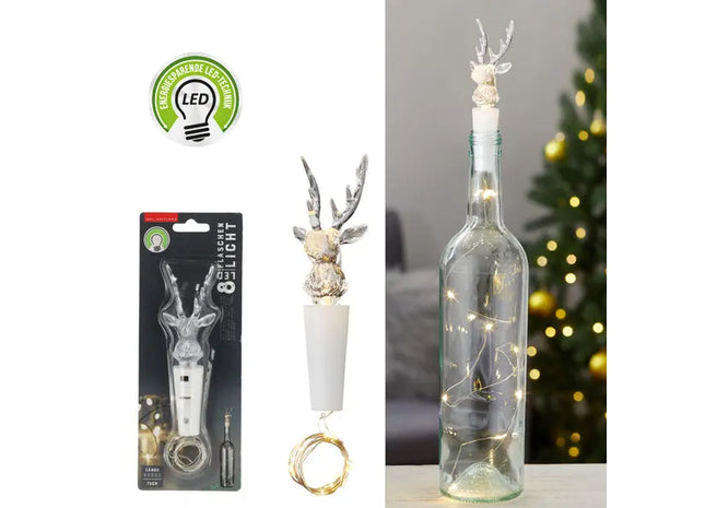 Hirsch LED Flaschenlicht, 8 LEDs – Romantische Beleuchtungsdeko TK Gruppe® Grosshandel 