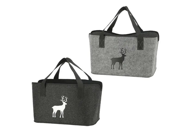 Hirsch-Motiv Filz-Aufbewahrungstaschen, 2er-Set - Rustikale Organizer TK Gruppe® Grosshandel 