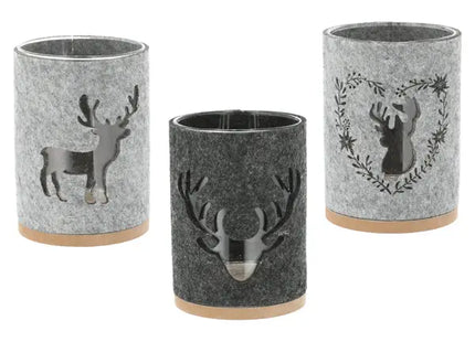 Hirsch-Windlichter, 3er-Set, Höhe ca. 14cm - Stimmungsvolle Weihnachtsdeko TK Gruppe® Grosshandel 