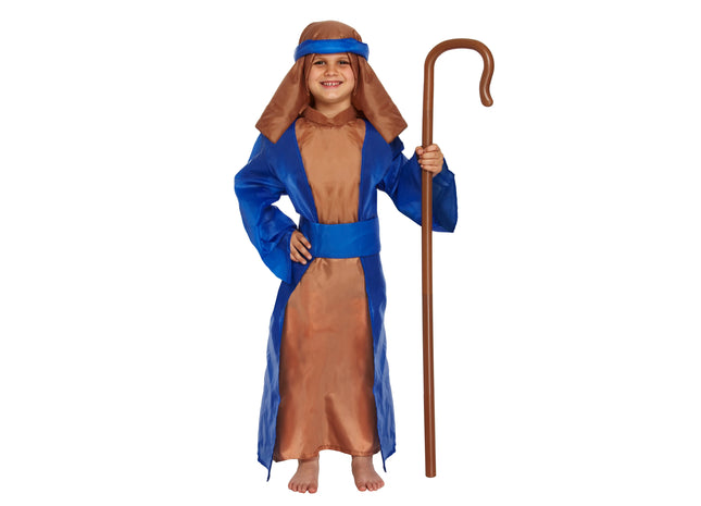 Hirtenkostüm für Kinder in Blau, klein (4–6 Jahre) – Krippenspiel-Verkleidung TK Gruppe® Grosshandel 