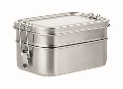 Hochwertige Lunchbox aus Edelstahl DOUBLE CHAN - Mattsilber - Robust, Praktisch und Stilvoll TK Gruppe® Grosshandel 