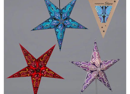 Hochwertige Papierstern-Trio, Bunt, 3 pro Set, Ca. 60cm Durchmesser - Farbenfrohe Dekoration für festliche Stimmung TK Gruppe® Grosshandel 