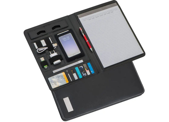 Hochwertige Schreibmappe Lederfaserstoff A4 - stilvoll und funktional in Schwarz TK Gruppe® Grosshandel 