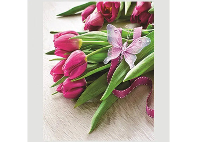 Hochwertige Servietten 'Rosa Tulpen', 20 Stück, 33x33cm - Elegante Tischdekoration TK Gruppe® Grosshandel 