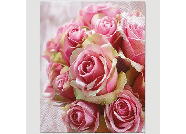 Hochwertige Servietten 'Rosen' Design, 33x33cm - Elegantes 20er Set für Tafel TK Gruppe® Grosshandel 