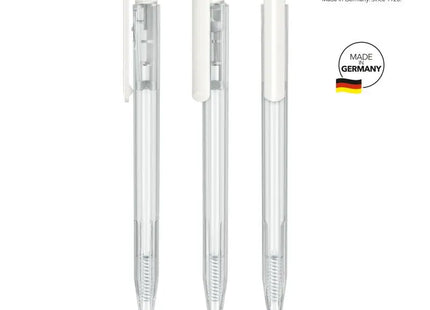 Hochwertiger Transparenter Kugelschreiber mit Klarem Druck – Elegantes Weiß TK Gruppe® Grosshandel 
