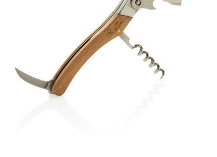 Hochwertiger brauner Korkenzieher aus Holz - Edler Flaschenöffner aus Naturholz für Weinliebhaber TK Gruppe® Grosshandel 