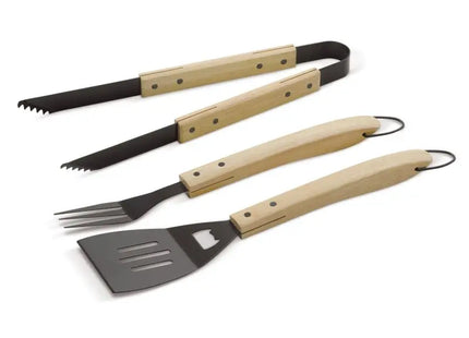 Hochwertiges Grillset in Holzoptik, BBQ-Zubehör mit Holzgriff, Outdoor-Kochwerkzeuge TK Gruppe® Grosshandel 