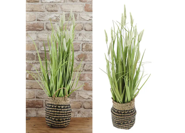 Hochwertiges künstliches Rohrgras in dekorativem Korb, 70 cm hoch – Realistischer Kunstpflanzendekor TK Gruppe® Grosshandel 