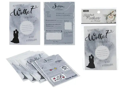 Hochzeits-Gästebuch Postkarten, Elegantes 12er Set TK Gruppe® Grosshandel 