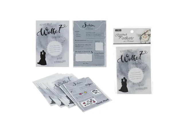 Hochzeits-Gästebuch Postkarten, Elegantes 12er Set TK Gruppe® Grosshandel 