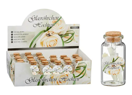 Hochzeits-Glasröhrchen, ca. 7cm, 24 Stück im Display – Elegante Gastgeschenke TK Gruppe® Grosshandel 