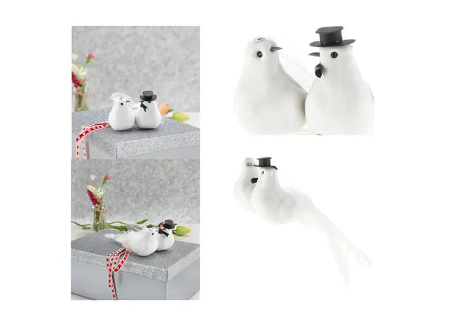 Hochzeits-Taubenpaar, Symbolische Liebesvögel, 15cm Länge, Dekofigur TK Gruppe® Grosshandel 
