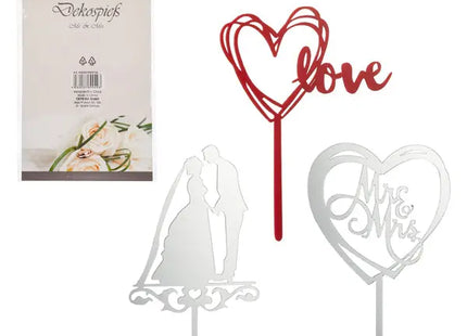 Hochzeits-Tortendeko, 3 Designs, 48 Stück im Display – Vielfältiges Sortiment TK Gruppe® Grosshandel 