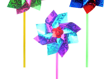Holografische Mühle 15 cm – sortierte Farben, glänzende reflektierende Mühle TK Gruppe® Grosshandel 