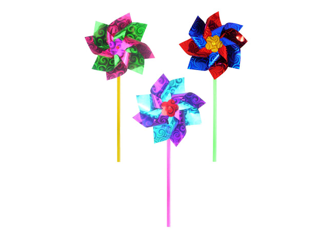Holografische Mühle 15 cm – sortierte Farben, glänzende reflektierende Mühle TK Gruppe® Grosshandel 