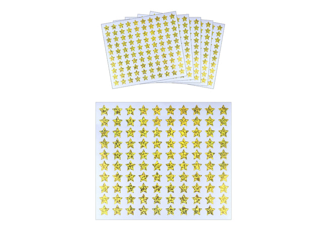 Holografische goldene Sterne Aufkleber, 14 mm, 100 Stück Pro Karte TK Gruppe® Grosshandel 