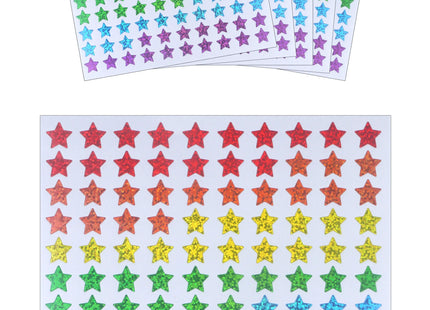 Holografischer Stern-Aufkleber 14 mm, 100 Stück, 6 Farben – Glitzernde Deko-Aufkleber-Set TK Gruppe® Grosshandel 