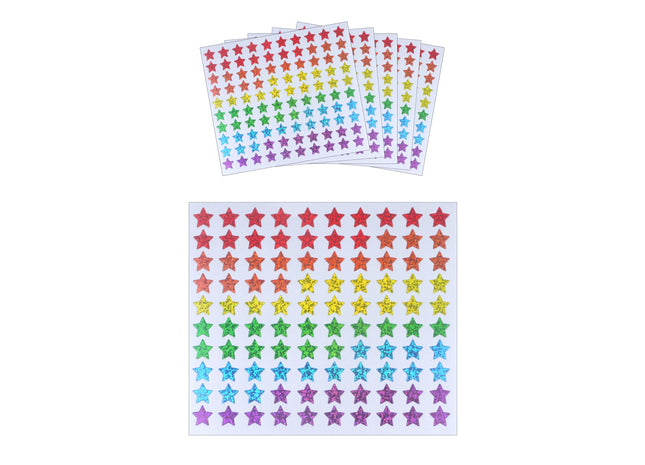 Holografischer Stern-Aufkleber 14 mm, 100 Stück, 6 Farben – Glitzernde Deko-Aufkleber-Set TK Gruppe® Grosshandel 