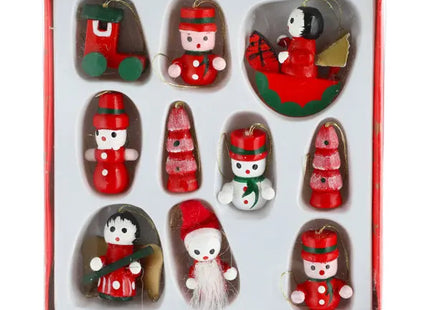 Holz Christbaumschmuck, 10er Set, Höhe ca. 3 cm – Natürliche Weihnachtsdekoration TK Gruppe® Grosshandel 