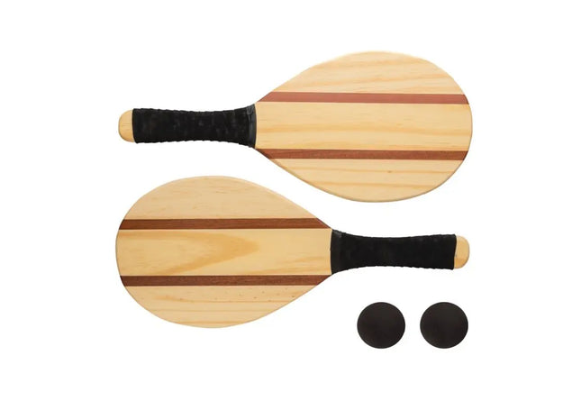 Holz-Frescobol Tennis-Set, Braun, Robust & Stilvoll für Outdoor-Spaß TK Gruppe® Grosshandel 