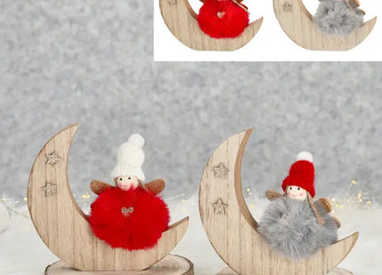 Holz Halbmond mit Seraph, Doppelpack, 14cm Höhe TK Gruppe® Grosshandel 