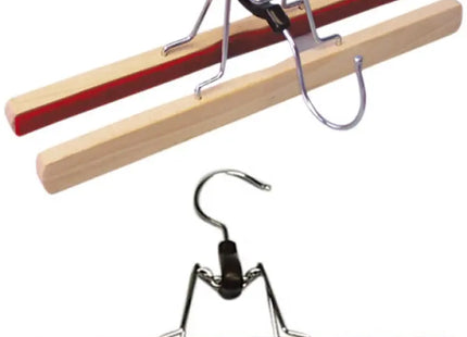Holz-Kleiderbügel Hosenklemme 25cm, platzsparende Aufbewahrung im Kleiderschrank TK Gruppe® Grosshandel 