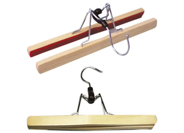 Holz-Kleiderbügel Hosenklemme 25cm, platzsparende Aufbewahrung im Kleiderschrank TK Gruppe® Grosshandel 