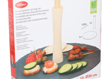 Snack- & Amuse-Bouche Servierset, Schiefer/Holz Kombi-Platte TK Gruppe® Grosshandel 