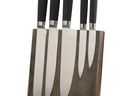 Holz-Messerblock, Schwarz, inkl. 5 Vielseitige Messer TK Gruppe® Grosshandel 