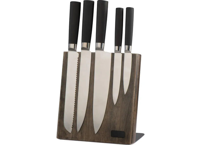 Holz-Messerblock, Schwarz, inkl. 5 Vielseitige Messer TK Gruppe® Grosshandel 