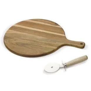 Holz Pizza-Schneidebrett mit Rollschneider – Perfekt & Praktisch TK Gruppe® Grosshandel 