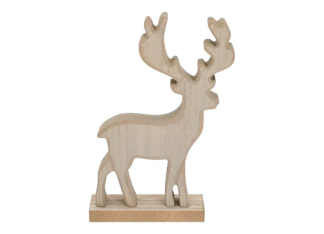 Holz-Rentier auf Fuß, 24 cm hoch – Rustikale, festliche Dekofigur TK Gruppe® Grosshandel 