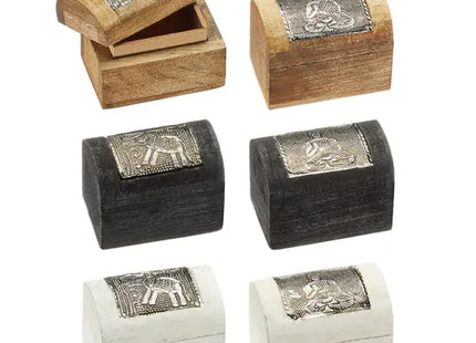 Holz-Schatztruhe mit Motiv, ca. 8cm x 5,5cm | Antik-Stil Erinnerungsbox TK Gruppe® Grosshandel 