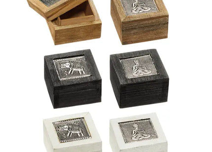 Holz-Schmuckdose mit eckigem Motiv, ca. 8cm x 5cm | Elegante Aufbewahrungslösung TK Gruppe® Grosshandel 