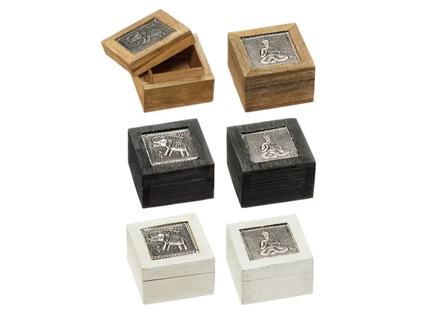 Holz-Schmuckdose mit eckigem Motiv, ca. 8cm x 5cm | Elegante Aufbewahrungslösung TK Gruppe® Grosshandel 
