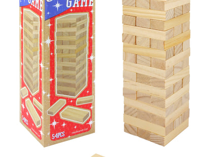 Holz-Stapelspiel, 54 Teile, 18x5,1x5,1 cm, Klassisches Geschicklichkeitsspiel für Familien TK Gruppe® Grosshandel 
