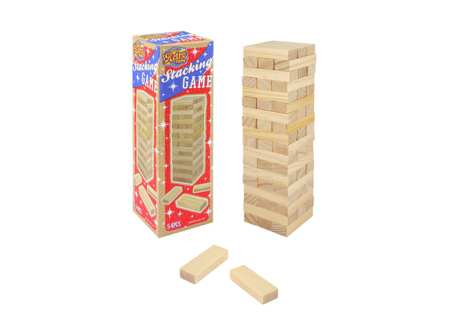 Holz-Stapelspiel, 54 Teile, 18x5,1x5,1 cm, Klassisches Geschicklichkeitsspiel für Familien TK Gruppe® Grosshandel 