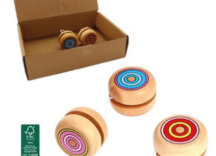 Holz YoYo 5cm: Verschiedene Farben, Sortiertes Set im Display TK Gruppe® Grosshandel 