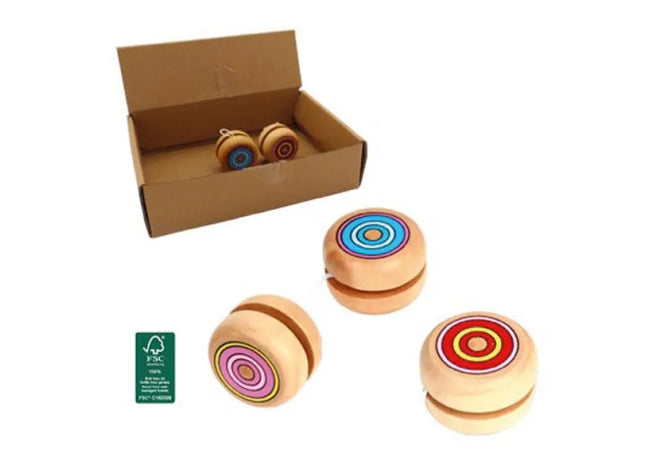 Holz YoYo 5cm: Verschiedene Farben, Sortiertes Set im Display TK Gruppe® Grosshandel 