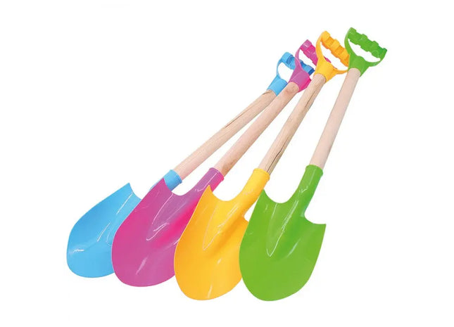 Robuste Sandkastenschaufel aus Kunststoff/Holz, 4 Farben sortiert TK Gruppe® Grosshandel 