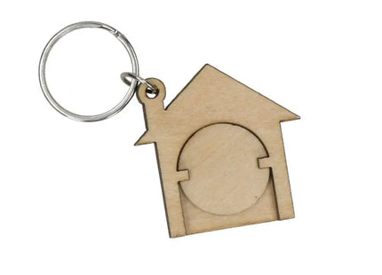 Holzchip-Schlüsselanhänger House in Naturfarbe – Stilvoll & Praktisch TK Gruppe® Grosshandel 