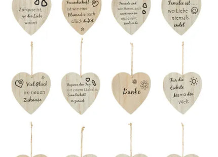 Holzherzen mit Sprüchen, 12er-Set, Durchmesser ca. 17 cm TK Gruppe® Grosshandel 