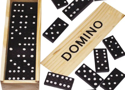 Holzkiste Domino Set 16x5cm mit Spielanleitung - Klassisches Spiel für unterwegs und zu Hause TK Gruppe® Grosshandel 